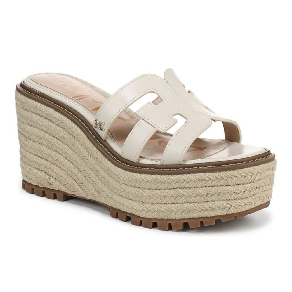 SAM EDELMAN • Laine 90 Modern Ivory Wedge Platform Sandals